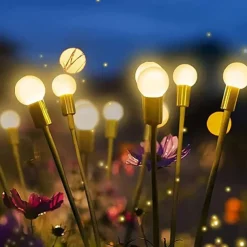 2/4 Packs Solar Firefly Lights Outdoor Waterproof Two Modes of Persistent Light and Flashing 6/8/10 Heads Warm White White Multi Color