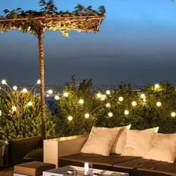 2/4 Packs Solar Firefly Lights Outdoor Waterproof Two Modes of Persistent Light and Flashing 6/8/10 Heads Warm White White Multi Color