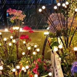 2/4 Packs Solar Firefly Lights Outdoor Waterproof Two Modes of Persistent Light and Flashing 6/8/10 Heads Warm White White Multi Color