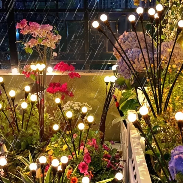 2/4 Packs Solar Firefly Lights Outdoor Waterproof Two Modes of Persistent Light and Flashing 6/8/10 Heads Warm White White Multi Color