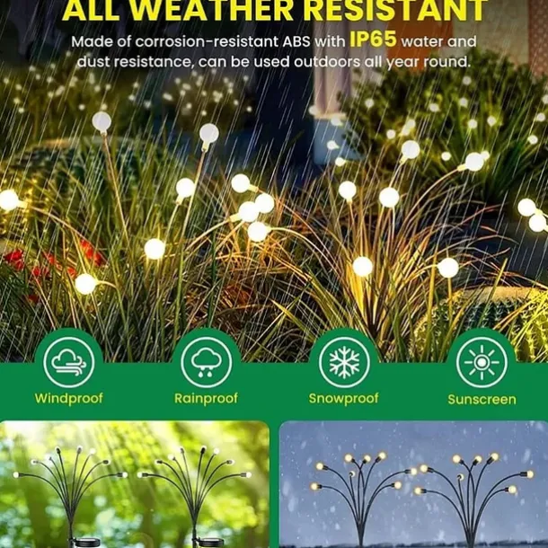 2/4 Packs Solar Firefly Lights Outdoor Waterproof Two Modes of Persistent Light and Flashing 6/8/10 Heads Warm White White Multi Color