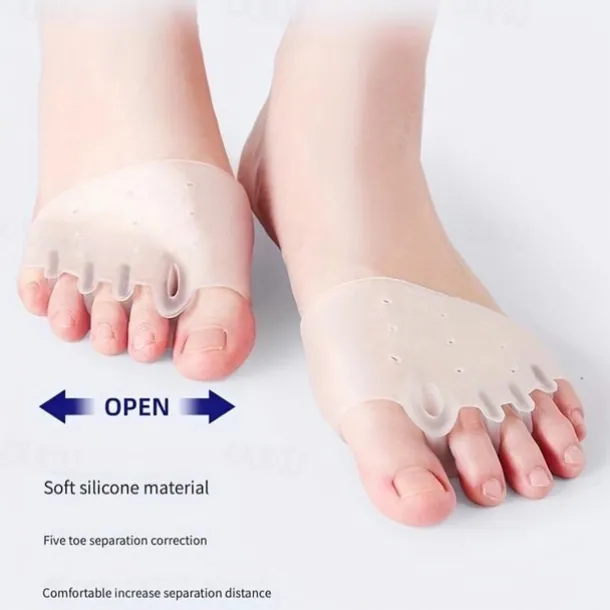 1 Pair Hallux Valgus Corrector, Toe Separators Toe Spacers Split Toe Device, Five Toes Forefoot Pad, Silicone Wearable Shoes for Women