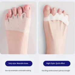 1 Pair Hallux Valgus Corrector, Toe Separators Toe Spacers Split Toe Device, Five Toes Forefoot Pad, Silicone Wearable Shoes for Women