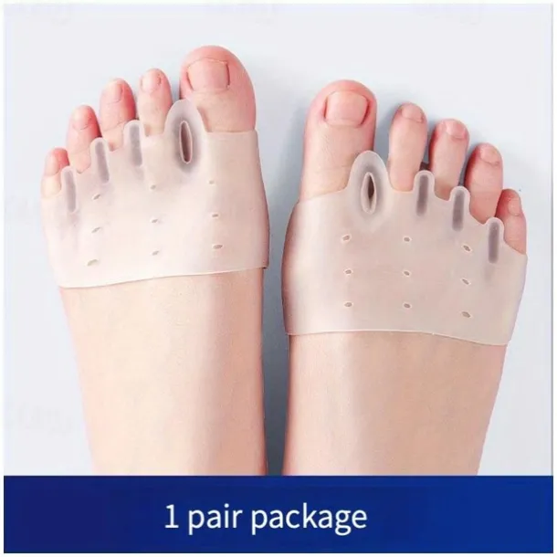 1 Pair Hallux Valgus Corrector, Toe Separators Toe Spacers Split Toe Device, Five Toes Forefoot Pad, Silicone Wearable Shoes for Women