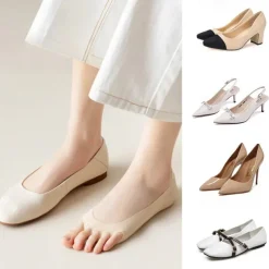 1 Pair Invisible Socks Ice Silk Socks Women's Socks Five Toe Socks No-show Socks Summer