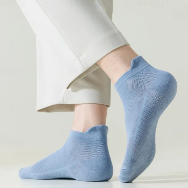 1 Pair Men's Simple Breathable Mesh Short Socks, Thin Basketball Sports Socks, Summer, Solid Color