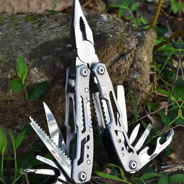 1 Pair Of Stainless Steel Folding Pliers With Screwdriver, Saw, Knife, Bottle Opener For Camping, Tactical, Household Tools