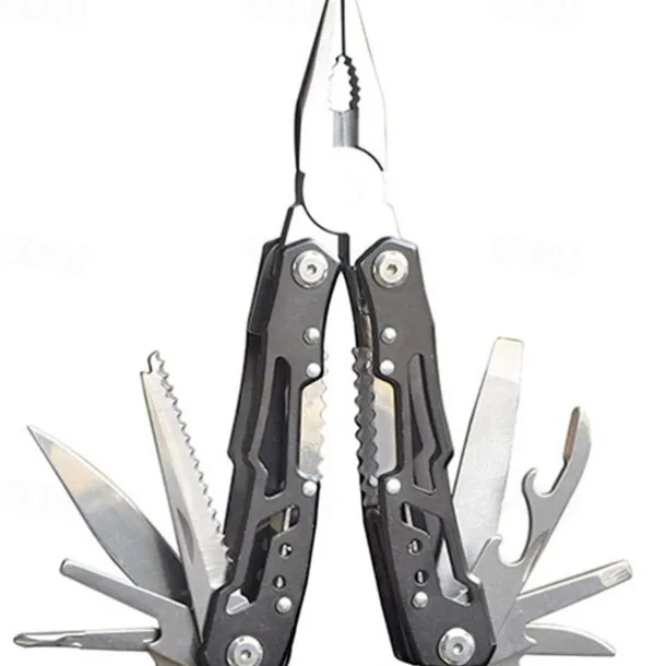 1 Pair Of Stainless Steel Folding Pliers With Screwdriver, Saw, Knife, Bottle Opener For Camping, Tactical, Household Tools