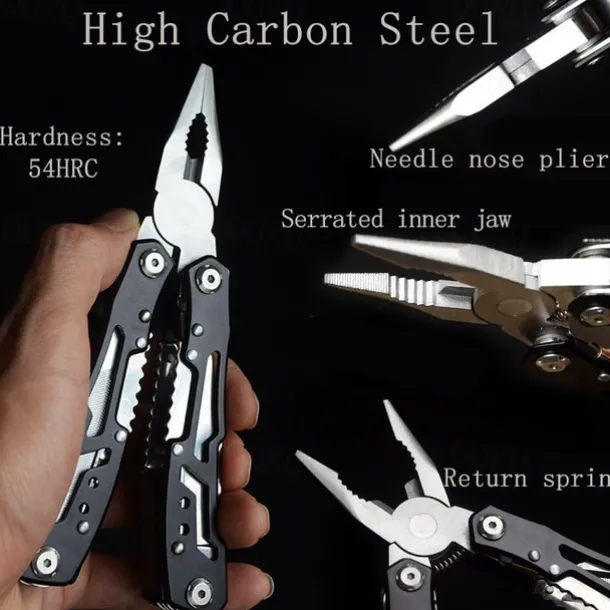 1 Pair Of Stainless Steel Folding Pliers With Screwdriver, Saw, Knife, Bottle Opener For Camping, Tactical, Household Tools