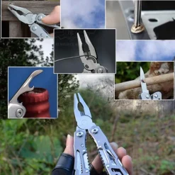 1 Pair Of Stainless Steel Folding Pliers With Screwdriver, Saw, Knife, Bottle Opener For Camping, Tactical, Household Tools