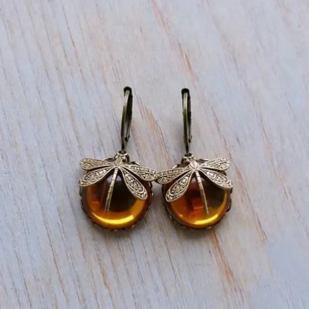 1 Pair Vintage Dragonfly Green Crystal Dangle Earrings, Boho Earrings, Jewelry Packs, Mother's Day Gifts, Birthday Gifts, Holiday Gifts, Woman Girl Gifts, Party Favors