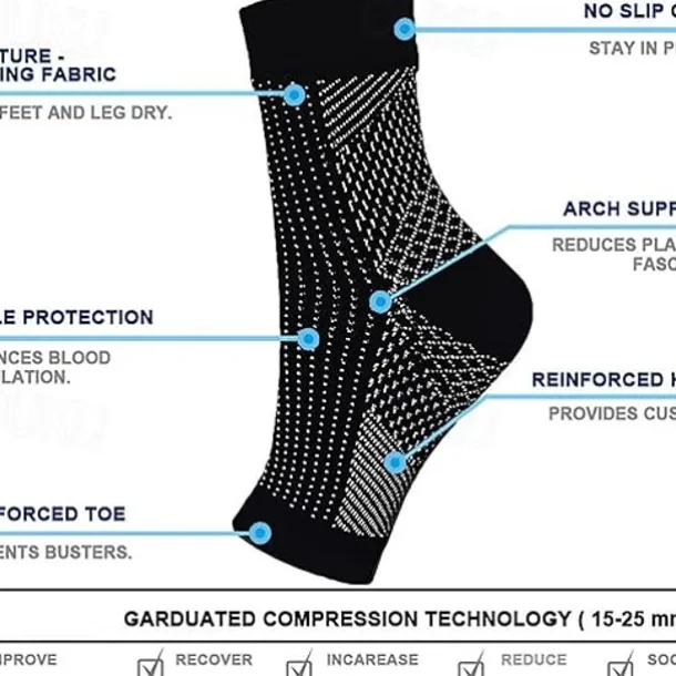 3 Pairs Neuropathy Socks,Toeless Compression Socks for Women and Men Soothe Socks for Neuropathy Pain Ankle Brace Plantar Fasciitis Relief