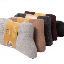 5 pairs of super thick wool socks winter men and women warm wool socks thickened plus velvet towel socks solid color terry socks