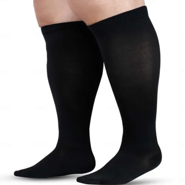 3 Pairs Plus Size Compression Socks for Women & Men, 15-20mmHg Extra Wide Calf Knee High Stockings for Circulation Support