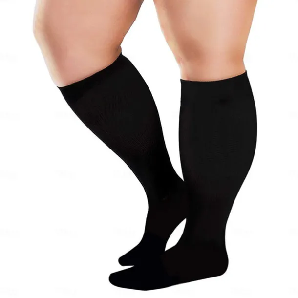 3 Pairs Plus Size Compression Socks for Women & Men, 15-20mmHg Extra Wide Calf Knee High Stockings for Circulation Support