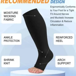 3 Pairs Toeless Compression Socks,15-20mmHg Neuropathy Socks Bunion Socks Opened Toe Compression Stockings for Men Women，Suit for Running,Nurse,Travel,Cycling,Athletic