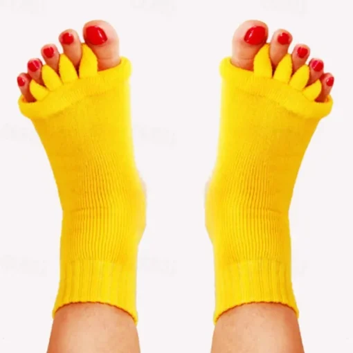 1 Pairs Toeless Yoga Socks, Five-toe Split Socks, Comfy & Breathable Foot Alignment Socks, Non-slip Massage Socks