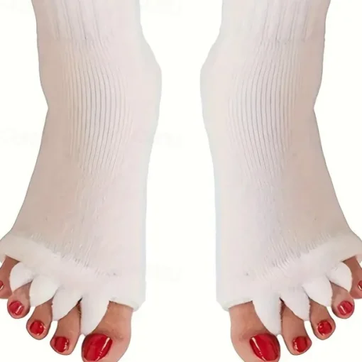 1 Pairs Toeless Yoga Socks, Five-toe Split Socks, Comfy & Breathable Foot Alignment Socks, Non-slip Massage Socks