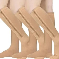 3 Pairs Zipper Compression Socks, 15-20mmHg Neuropathy Socks Bunion Socks Closed Toe Compression Stockings for Men Women,Suit for Running,Nurse,Travel,Cycling,Athletic