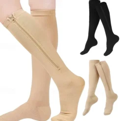 3 Pairs Zipper Compression Socks, 15-20mmHg Neuropathy Socks Bunion Socks Closed Toe Compression Stockings for Men Women，Suit for Running,Nurse,Travel,Cycling,Athletic