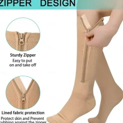 3 Pairs Zipper Compression Socks, 15-20mmHg Neuropathy Socks Bunion Socks Closed Toe Compression Stockings for Men Women，Suit for Running,Nurse,Travel,Cycling,Athletic
