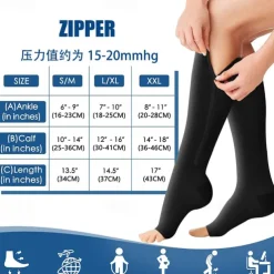 3 Pairs Zipper Compression Socks, 15-20mmHg Neuropathy Socks Bunion Socks Toeless Opened Toe Compression Stockings for Men Women，Suit for Running,Nurse,Travel,Cycling,Athletic