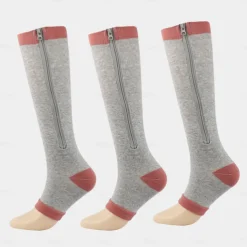 3 Pairs Zipper Compression Socks, 15-20mmHg Neuropathy Socks Bunion Socks Toeless Opened Toe Compression Stockings for Men Women，Suit for Running,Nurse,Travel,Cycling,Athletic