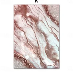 1 Panel Abstract Prints/Posters Luxury Pink Blue Gold Wall Art Modern Picture Home Decor Wall Hanging Gift Rolled Canvas Unframed Unstretched