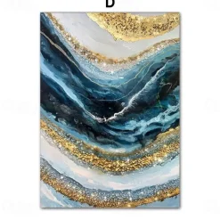 1 Panel Abstract Prints/Posters Luxury Pink Blue Gold Wall Art Modern Picture Home Decor Wall Hanging Gift Rolled Canvas Unframed Unstretched