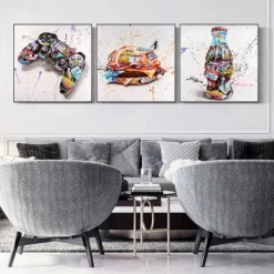 1 Panel Cola Burger Prints Posters Creative Graffiti Street Wall Art Wall Hanging Gift Home Decoration Rolled Canvas No Frame Unframed Unstretched