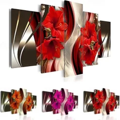 5 Panel Wall Art Canvas Prints Painting Artwork Picture Flower Home Decoration Décor Rolled Canvas No Frame Unframed Unstretched