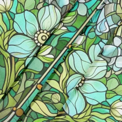 2 Panels 100% Blackout Curtain Stained Glass Pattern Curtain Drapes For Living Room Bedroom Kitchen Window Treatments Thermal Insulated Room Darkening