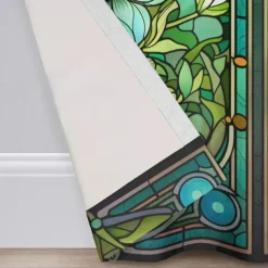 2 Panels 100% Blackout Curtain Stained Glass Pattern Curtain Drapes For Living Room Bedroom Kitchen Window Treatments Thermal Insulated Room Darkening