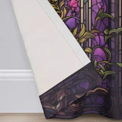 2 Panels 100% Blackout Curtain Stained Glass Pattern Curtain Drapes For Living Room Bedroom Kitchen Window Treatments Thermal Insulated Room Darkening