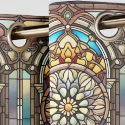 2 Panels 100% Blackout Curtain Stained Glass Pattern Curtain Drapes For Living Room Bedroom Kitchen Window Treatments Thermal Insulated Room Darkening