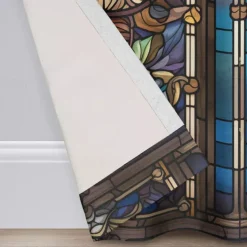 2 Panels 100% Blackout Curtain Stained Glass Pattern Curtain Drapes For Living Room Bedroom Kitchen Window Treatments Thermal Insulated Room Darkening