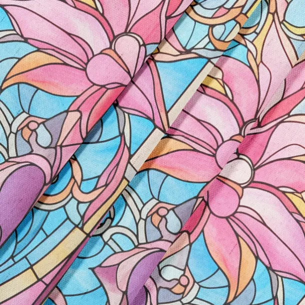 2 Panels 100% Blackout Curtain Stained Glass Pattern Curtain Drapes For Living Room Bedroom Kitchen Window Treatments Thermal Insulated Room Darkening