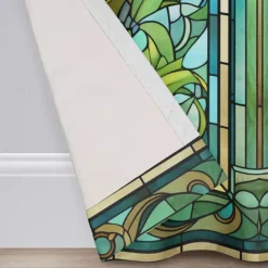 2 Panels 100% Blackout Curtain Stained Glass Pattern Curtain Drapes For Living Room Bedroom Kitchen Window Treatments Thermal Insulated Room Darkening