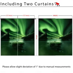 2 Panels Curtain Drapes Blackout Curtain For Living Room Bedroom Kitchen Aurora Northern Light Window Treatments Thermal Insulated Room Darkening