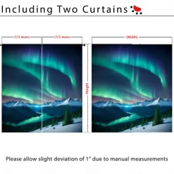 2 Panels Curtain Drapes Blackout Curtain For Living Room Bedroom Kitchen Aurora Northern Light Window Treatments Thermal Insulated Room Darkening