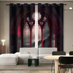 2 Panels Curtain Drapes Blackout Curtain For Living Room Bedroom Kitchen Indoor Stained Glass Window Treatments Thermal Insulated Room Darkening