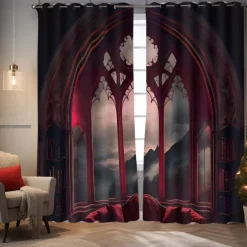 2 Panels Curtain Drapes Blackout Curtain For Living Room Bedroom Kitchen Indoor Stained Glass Window Treatments Thermal Insulated Room Darkening
