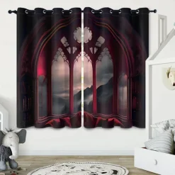 2 Panels Curtain Drapes Blackout Curtain For Living Room Bedroom Kitchen Indoor Stained Glass Window Treatments Thermal Insulated Room Darkening