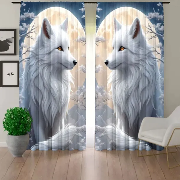 2 Panels Curtains For Living Room Bedroom, Wolf Curtain Drapes for Bedroom Door Kitchen Window Treatments Thermal Insulated Room Darkening