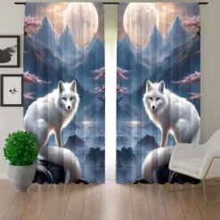 2 Panels Curtains For Living Room Bedroom, Wolf Curtain Drapes for Bedroom Door Kitchen Window Treatments Thermal Insulated Room Darkening
