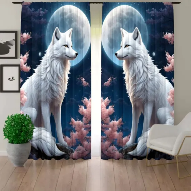 2 Panels Curtains For Living Room Bedroom, Wolf Curtain Drapes for Bedroom Door Kitchen Window Treatments Thermal Insulated Room Darkening