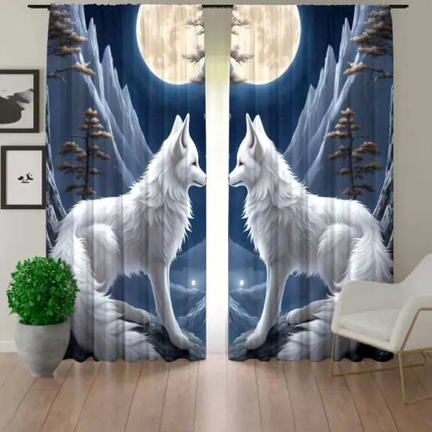 2 Panels Curtains For Living Room Bedroom, Wolf Curtain Drapes for Bedroom Door Kitchen Window Treatments Thermal Insulated Room Darkening