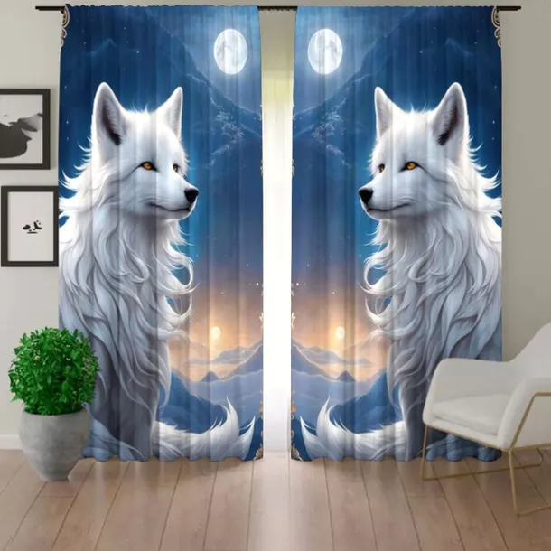2 Panels Curtains For Living Room Bedroom, Wolf Curtain Drapes for Bedroom Door Kitchen Window Treatments Thermal Insulated Room Darkening