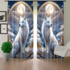 2 Panels Curtains For Living Room Bedroom, Wolf Curtain Drapes for Bedroom Door Kitchen Window Treatments Thermal Insulated Room Darkening