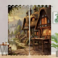 2 Panels Fantasy Room Curtain Drapes Blackout Curtain For Living Room Bedroom Kitchen Window Treatments Thermal Insulated Room Darkening